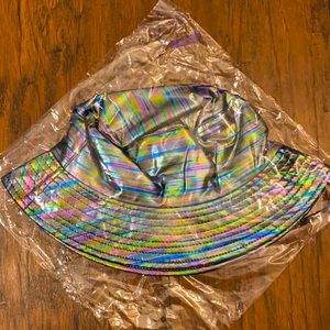 Rainbow Trippy Metallic Bucket Hat